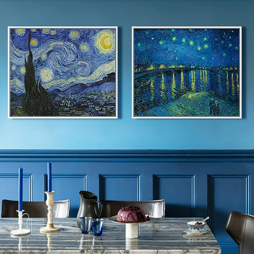 Под звездной рекой Sky River Van Gogh Star Night Night Living Room Фана Фоны Стена Стена Живопись Импрессионист Мастер Внутренний масляной живопись украшение