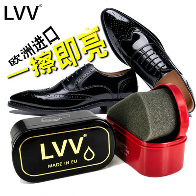 波兰进口LVV一擦即亮海绵擦自带鞋油皮具光亮海绵刷鞋擦黑色无色