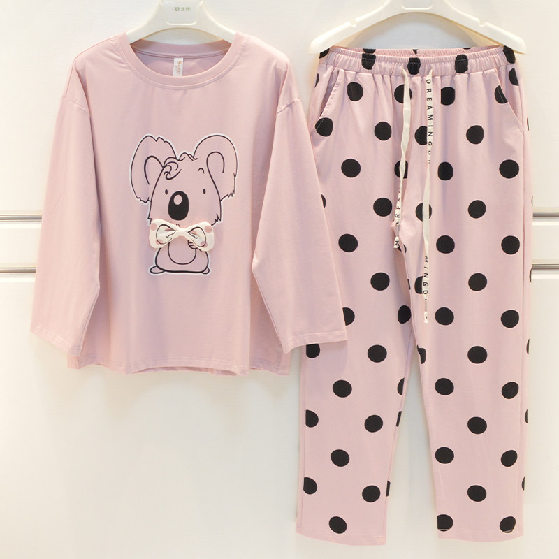 品牌睡衣2025秋季女士纯棉莱卡可爱卡通韩版淑女长袖宽松家居服套