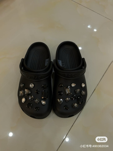 小红书推荐crocs洞洞鞋黑白经典水钻鞋扣女玻璃钻饰品鞋花可拆60