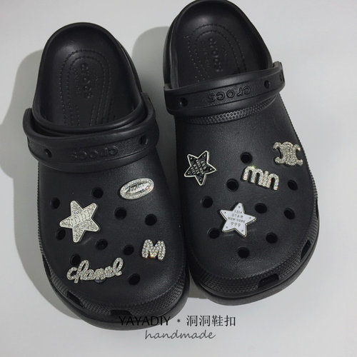 精致水钻五角星字母金属鞋扣crocs洞洞鞋diy高级感鞋花配饰可拆卸