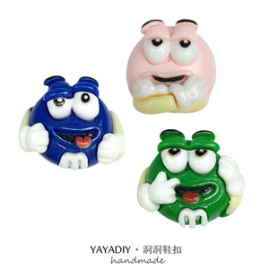 可爱卡通M豆人鞋扣crocs洞洞鞋diy拖鞋鞋花个性智必星配饰可拆卸