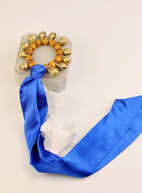 DOUDOU周边铃铛物料蓝丝带摇铃