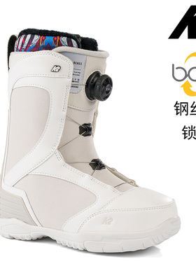 美国K2单板滑雪女鞋白色Benes单钢丝kinsley双钢丝热定型boa快穿