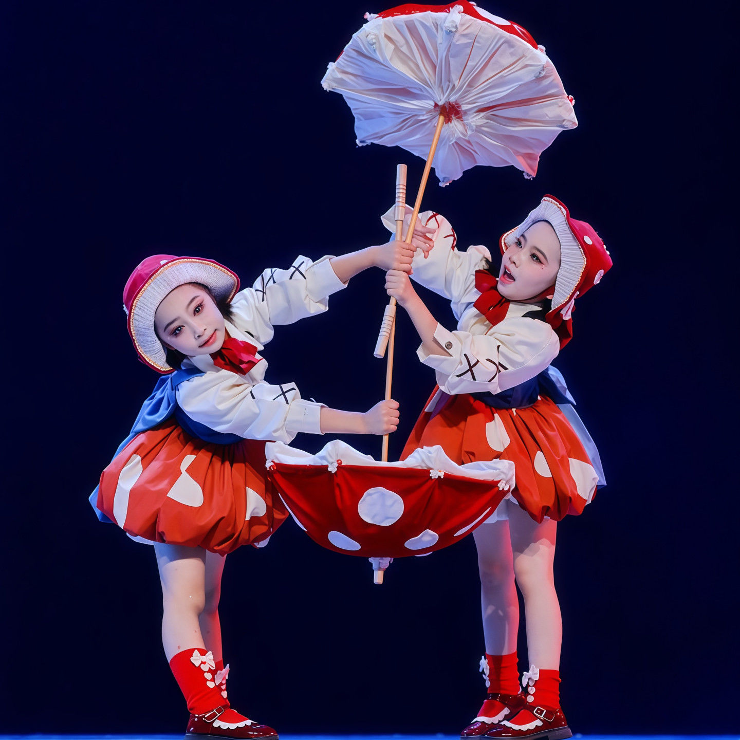 蘑菇蘑菇舞蹈服蘑菇小红帽服装蘑菇伞跳舞道具蘑菇红帽洛丽塔元旦