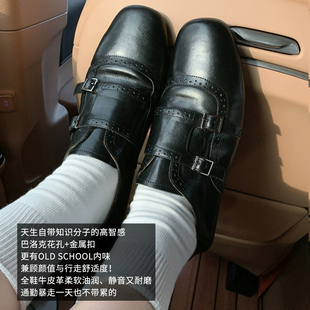 美洋【现货】英伦风布洛丽塔乐福鞋 头层胎牛皮方头踩穿孟克鞋女