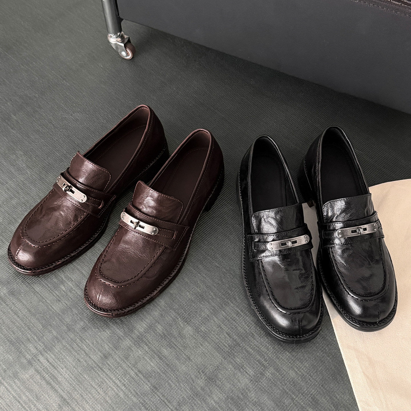 头层羊皮中跟手工百搭一脚蹬乐福鞋英伦风女小皮鞋粗跟复古单鞋女,女鞋,乐福鞋（豆豆鞋）,淘宝优惠券,粉丝福利购,淘宝优惠卷