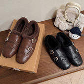 女款 真皮软底不累脚单鞋 布洛克女鞋 头层牛皮加绒乐福鞋 英伦小皮鞋