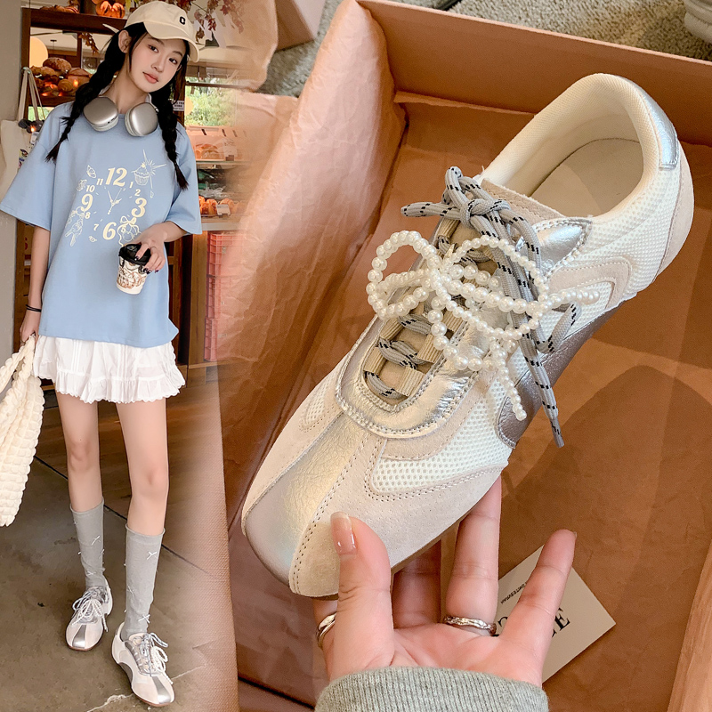 韩版内增高德训鞋女2025新款夏季复古软底阿甘鞋超火爆款休闲鞋子
