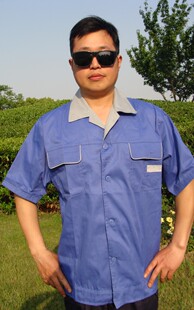 夏季短袖涤棉工作服薄款男女单件工程服工衣夏装工装汽修服