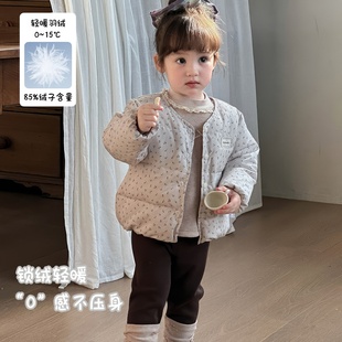 女宝宝羽绒服轻薄内胆冬季新款洋气碎花韩版甜美婴幼儿白鸭绒外套