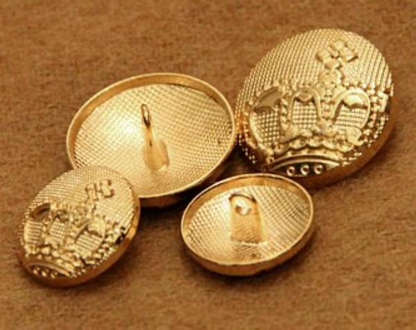 皇冠玫瑰金色纯金属大衣钮扣15MM18MM23MM25MM(有现货）