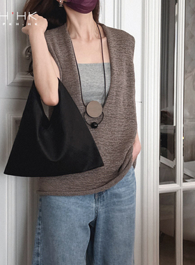 PKH.HK 特夏季新品 文私服小众时髦洋气的灰色叠搭深V领针织背心