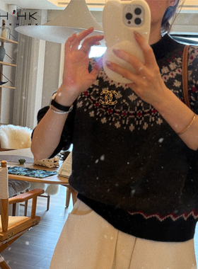 PKH.HK特 冬新品节日氛围御寒保暖苏格兰费尔岛提花羊毛羊绒毛衣