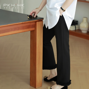 脚细节好好看也百搭黑色利落九分小直筒裤 种草裤 春上新 PKH.HK特