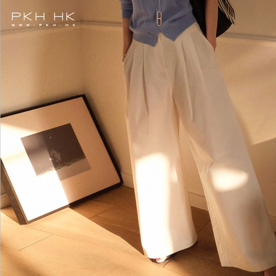 PKH.HK特初春 日常大爱不费力干净时髦显腿长直筒阔腿白裤子
