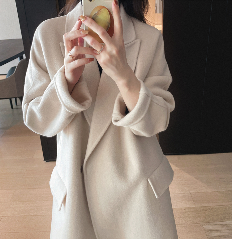 PKHHK羊绒羊毛中长翻领大衣外套