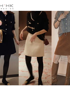 PKH.HK特 冬新品 贯穿冬季好穿不怕冷圈圈羊毛呢WAN美小A字短裙
