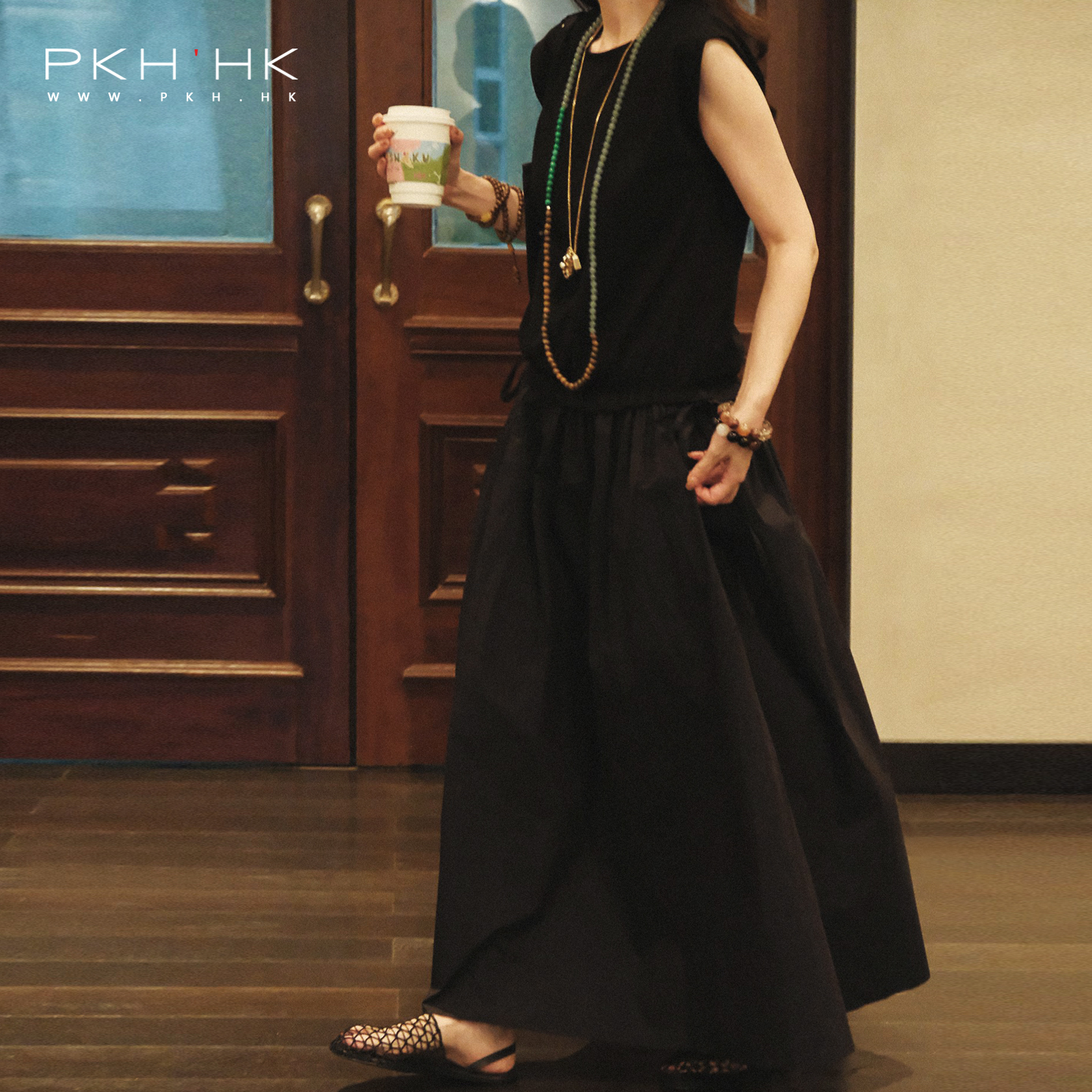 PKH.HK特 夏上新 私服日常凉爽小飞袖设计感遮肉肉橡筋收腰连衣裙