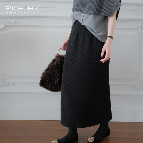 黑灰经典波点显瘦通勤厚暖半身裙