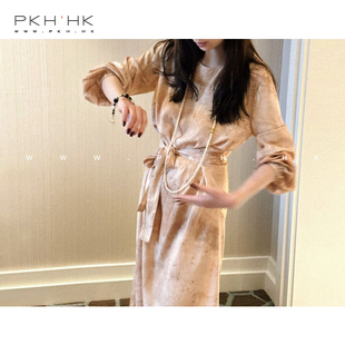 大爱 时髦文艺小众提花晕染丝棉可系腰带大袍子连衣裙 特 PKH.HK