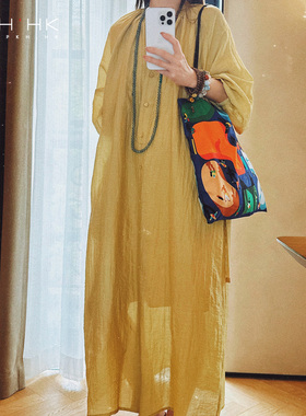 PKH.HK特夏新种草BI入大袍子净色系列舒爽透气莫代尔配衬裙系腰带