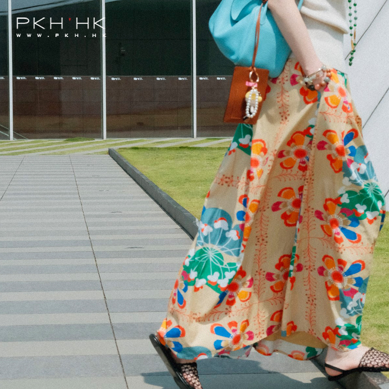 PKH.HK特新品夏日私服重磅安利度假氛围JUE美清爽A字大摆印花半裙