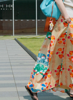 PKH.HK特新品夏日私服重磅安利度假氛围JUE美清爽A字大摆印花半裙