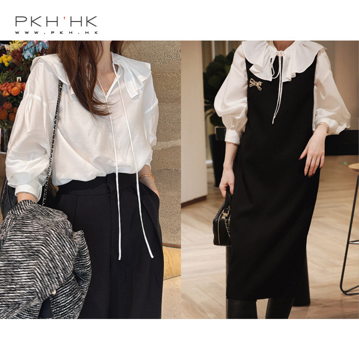 PKH.HK 特 文私服 温柔时髦不流俗空气翻领荷叶边衬衣