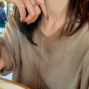 秋新私服好穿三色时髦V领精致细节天丝宽松中长针织上衣 PKH.HK特