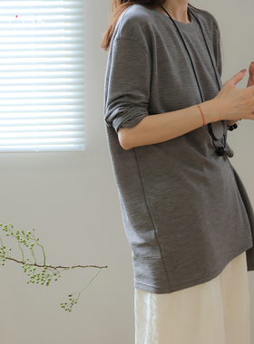 PKH.HK特 秋上新 时髦松弛设计舒适兼备2WAYS天丝肌理宽松T恤上衣