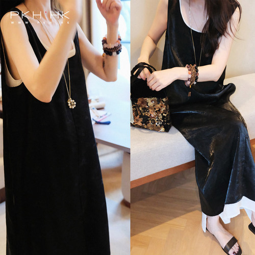 PKH.HK特夏上新小众设计师牌儿时髦黑白配可拆分层叠两件式连衣裙