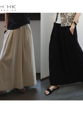 PKH.HK 特 秋冬自留 主打实穿时髦文艺高品质苎麻A字裙摆半裙