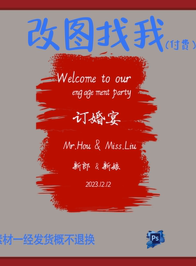 YBP77.红色透明迎宾牌婚宴生日派对迎宾牌舞台设计素材ps
