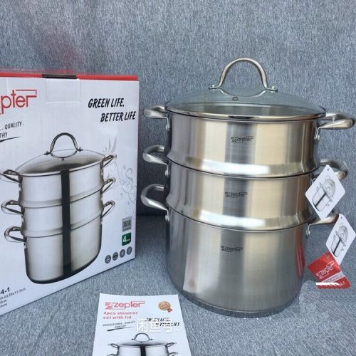 德国Zepter18-10食品级不锈钢加厚24cm蒸锅蒸笼家用汤锅灶具通用