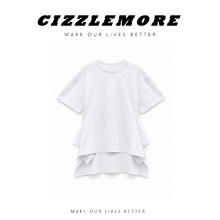 CIZZLEMORE【瘦瘦T】极简干净设计感掐腰层次圆领短袖百搭显瘦T恤