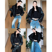 CIZZLEMORE 新锐姿态 设计简约高级设计感毛边拼接廓形皮衣外套