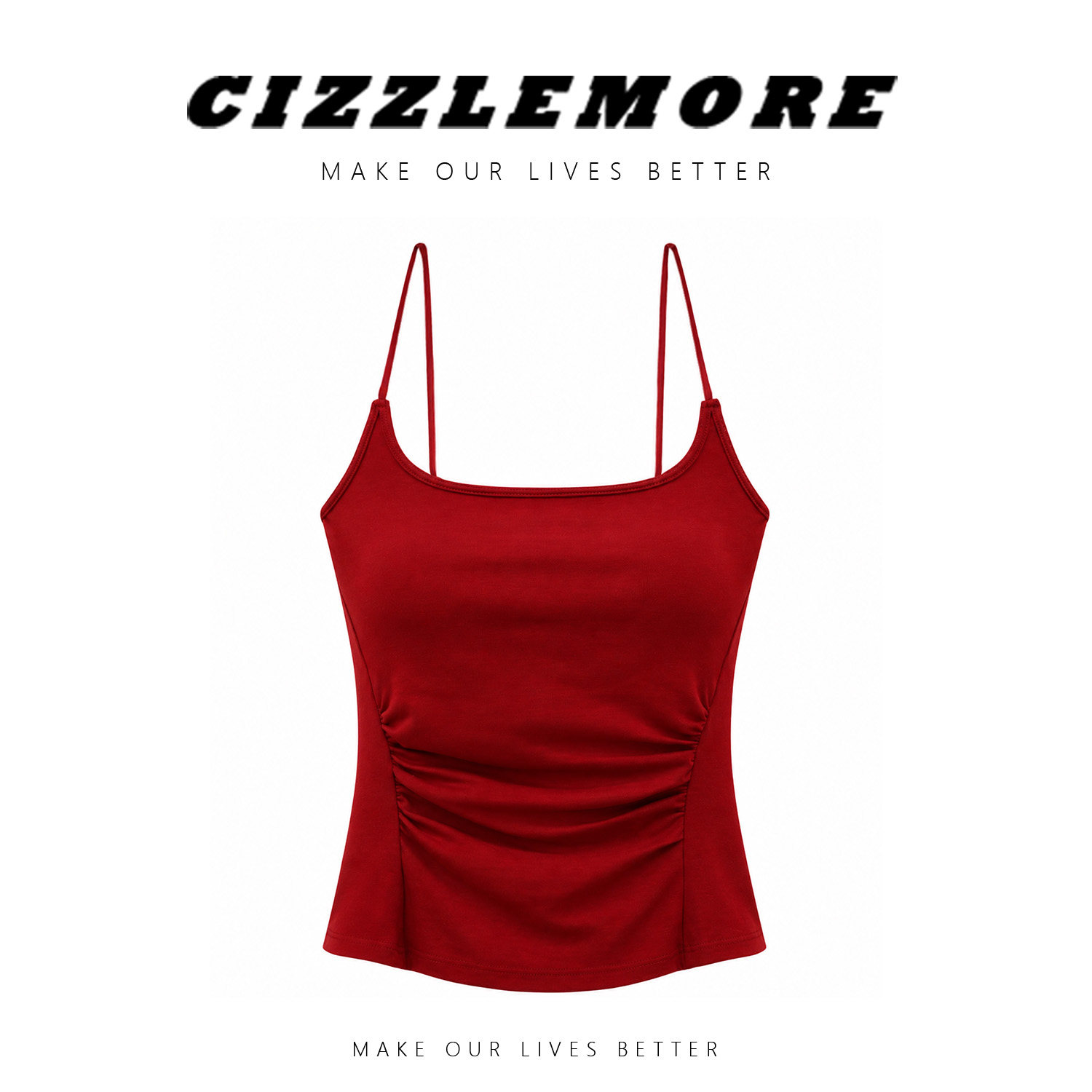 CIZZLEMORE【举重妖精】掐腰显瘦细肩带镂空后背胸垫一体吊带背心