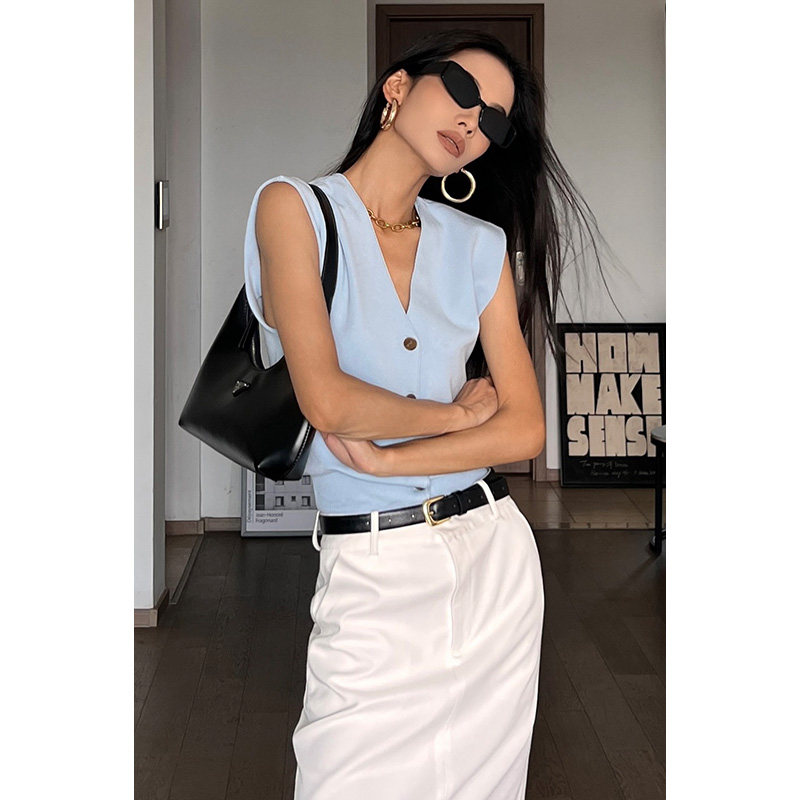 CIZZLEMORE  v领针织无袖上衣气质宽松休闲收腰显瘦短款针织马甲,女装/女士精品,毛针织衫,淘宝优惠券,粉丝福利购,淘宝优惠卷