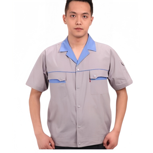 灰色夏季半袖工作服短袖工装上衣劳保服工厂车间食品厂各行业通用
