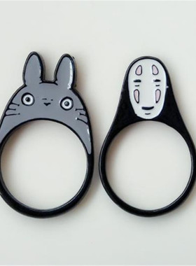 戒指配饰灰龙猫无脸男卡通