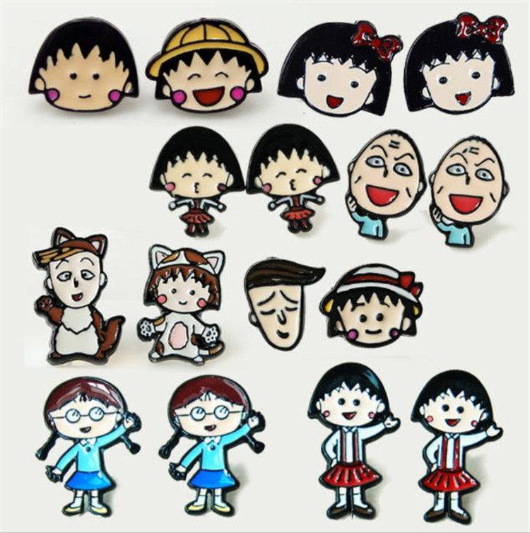 经典日本卡通动画系列樱桃小丸子同学个性时尚合金耳钉滴油耳饰