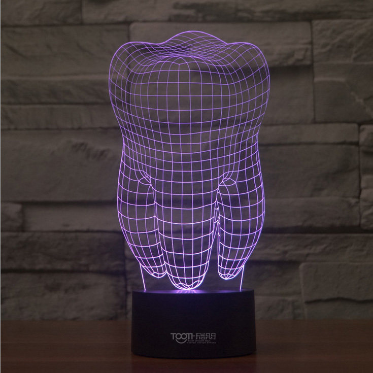 牙齿七彩3D灯LED渐变小夜灯错觉灯视觉立体灯USB七彩牙齿灯