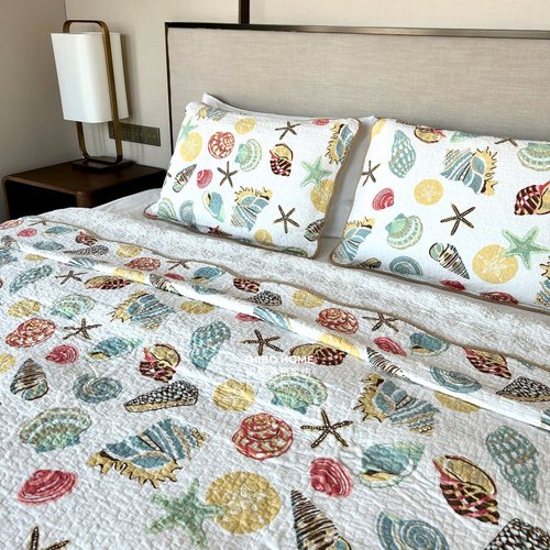 清！沅！纯棉布出口床盖套件