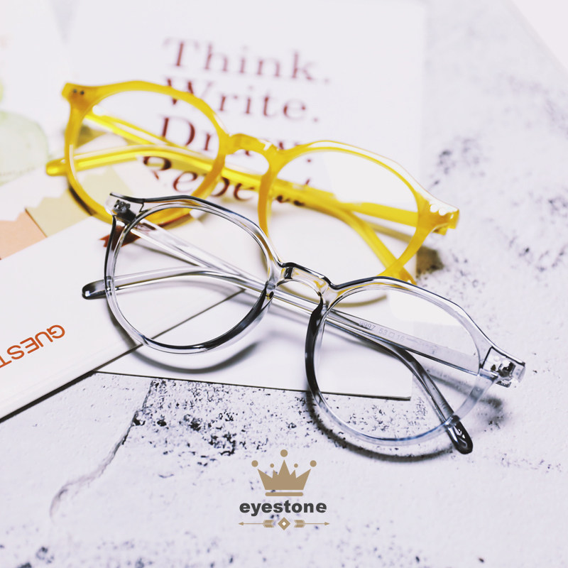 果冻黄色眼镜框可配镜片 近视大脸 显瘦小红书ins风韩版潮素颜框