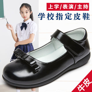 新款初中生小学生黑色小皮鞋日系jk少女童校服真皮软底公主合唱表