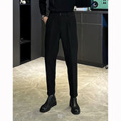 厚款 小西裤 男弹力锥形抗皱显高长裤 秋冬季 子垂感简约百搭休闲裤 男