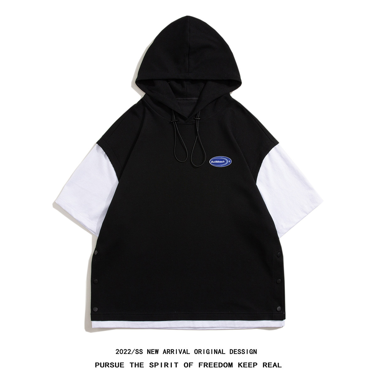 白底夏季潮牌时尚情侣百搭运动短袖连帽T恤套装TZ703P85控108,男装T恤,电商A247-1