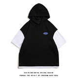 白底夏季潮牌时尚情侣百搭运动短袖连帽T恤套装TZ703P85控108，男装T恤，电商A247-1