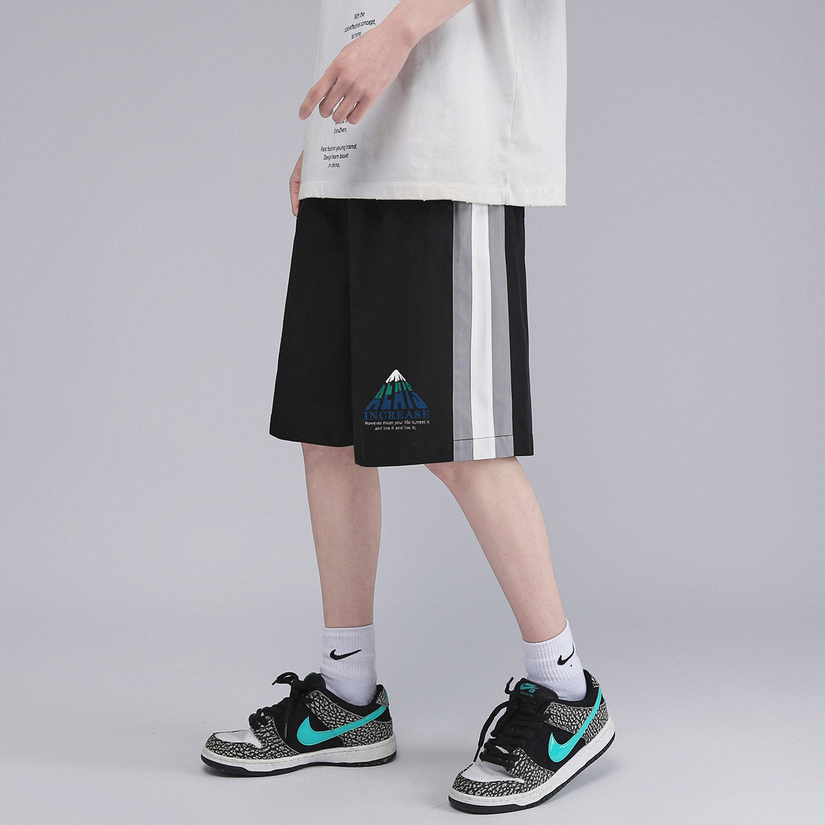白底2023夏季新款短裤潮流印花休闲五分裤A113P35控48,男装休闲裤,电商A247-1